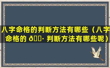 八字命格的判断方法有哪些（八字命格的 🌷 判断方法有哪些呢）